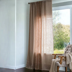 Averie Brown Grommet Sheer Custom Tasseled Curtain