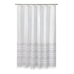 Aya Boho Shower Curtain with Tassels