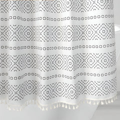 Aya Boho Shower Curtain with Tassels
