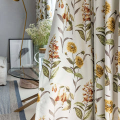 Bobbie Cotton Linen Vintage Botanical Room Darkening Curtain
