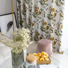 Bobbie Cotton Linen Vintage Botanical Room Darkening Curtain