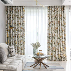 Bobbie Cotton Linen Vintage Botanical Room Darkening Curtain