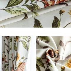 Bobbie Cotton Linen Vintage Botanical Room Darkening Curtain