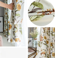 Bobbie Cotton Linen Vintage Botanical Room Darkening Curtain