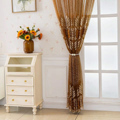 Bonita Amber Leaf Embroidered Custom Sheer Curtain