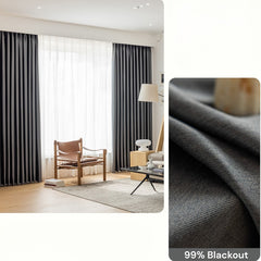 Brenna Dark Grey 100% Blackout Custom Curtain