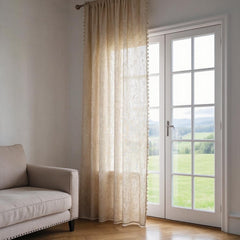 Callie Ivory Semi-Sheer Grommet Custom Tasseled Curtain