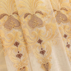 Carla Versailles Gold Embroidered Custom Sheer Curtain