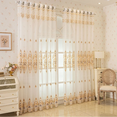 Carla Versailles Gold Embroidered Custom Sheer Curtain