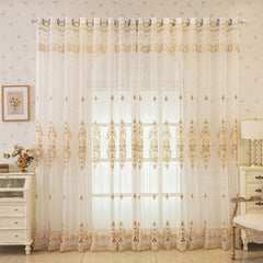 Carla Versailles Gold Embroidered Custom Sheer Curtain