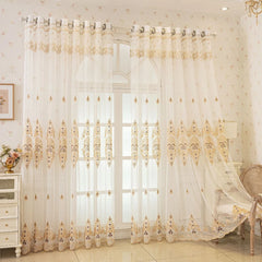 Carla Versailles Gold Embroidered Custom Sheer Curtain