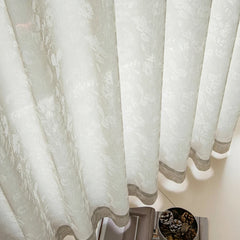 Carol Elegant Botanical Jacquard Linen Custom Sheer Curtain