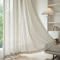Carol Elegant Botanical Jacquard Linen Custom Sheer Curtain