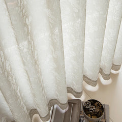 Carol Elegant Botanical Jacquard Linen Custom Sheer Curtain