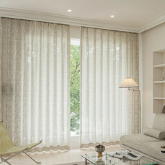 Carol Elegant Botanical Jacquard Linen Custom Sheer Curtain