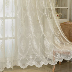 Cassidy Vintage Embroidered Floral Lace Custom Sheer Curtain