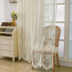 Cassidy Vintage Embroidered Floral Lace Custom Sheer Curtain