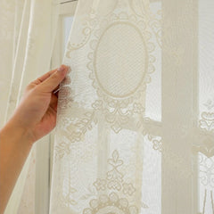 Cassidy Vintage Embroidered Floral Lace Custom Sheer Curtain