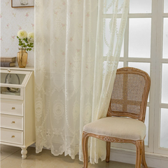Cassidy Vintage Embroidered Floral Lace Custom Sheer Curtain