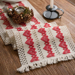 Cataleya Ivory Table Runner with Red Heart