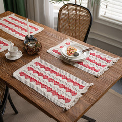 Cataleya Ivory Table Runner with Red Heart