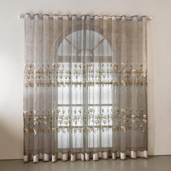 Catrina Vintage Embroidered Floral Custom Sheer Voile Curtain