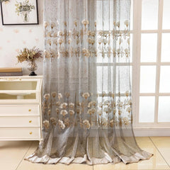 Catrina Vintage Embroidered Floral Custom Sheer Voile Curtain