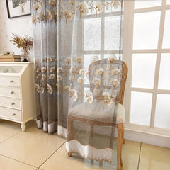 Catrina Vintage Embroidered Floral Custom Sheer Voile Curtain