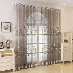 Catrina Vintage Embroidered Floral Custom Sheer Voile Curtain