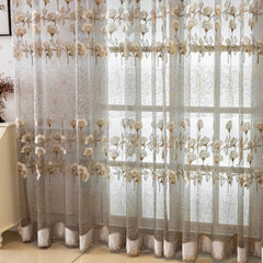Catrina Vintage Embroidered Floral Custom Sheer Voile Curtain
