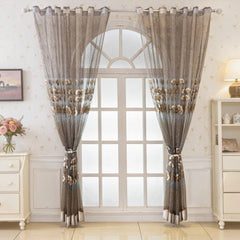 Catrina Vintage Embroidered Floral Custom Sheer Voile Curtain