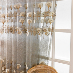 Catrina Vintage Embroidered Floral Custom Sheer Voile Curtain