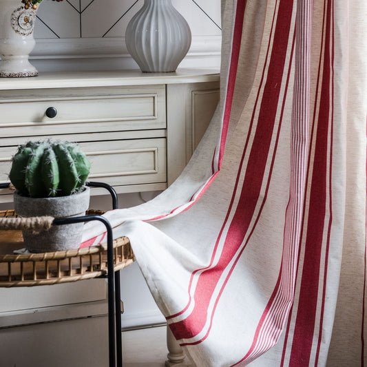 Charley Red Semi-Sheer Custom Curtain