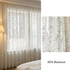 Cortina de voile transparente personalizada com bordado Dagny Meadow