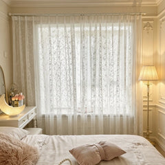 Cortina de voile transparente personalizada com bordado Dagny Meadow