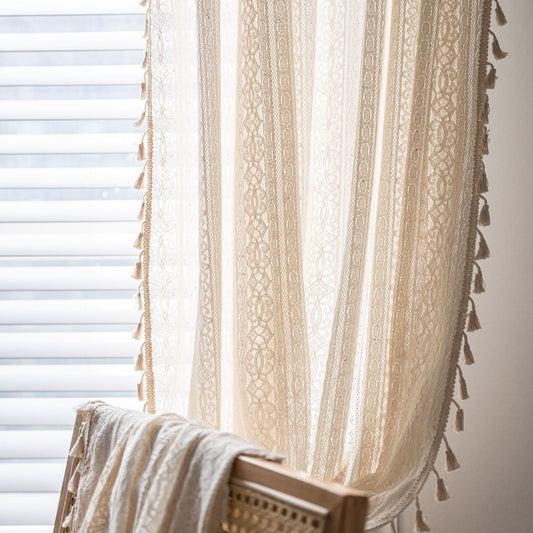 Dakota Country-Style White Sheer Curtain