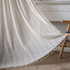 Luftiger, geometrischer, durchsichtiger Vorhang aus Dakota-Baumwolle mit Ösen in Weiß