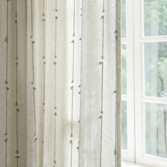 Davina Sage Tassel Linen Semi-Sheer Custom Curtain
