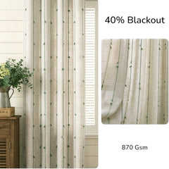 Davina Sage Tassel Linen Semi-Sheer Custom Curtain