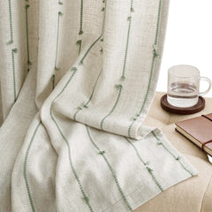 Davina Sage Tassel Linen Semi-Sheer Custom Curtain