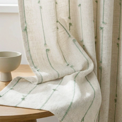 Davina Sage Tassel Linen Semi-Sheer Custom Curtain