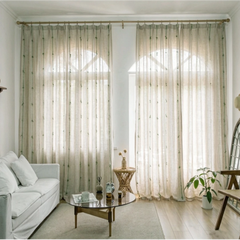 Davina Sage Tassel Linen Semi-Sheer Custom Curtain