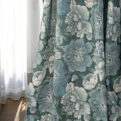 Esme Botanical Sketch Peony Custom Room Darkening Curtain