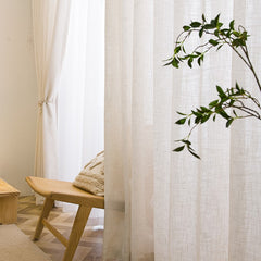 Estelle Linen Brown Japandi Light Filtering Custom Curtain