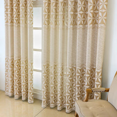 Eugenia Luxury Gold Star Jacquard Semi-Sheer Curtain