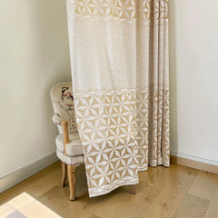 Eugenia Luxury Gold Star Jacquard Semi-Sheer Curtain