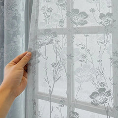 Evie Grey Victorian Romance Floral Custom Sheer Curtain