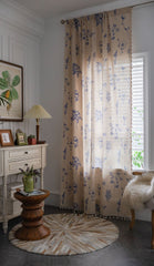 Finley White Floral Light Filtering Blackout Custom Curtain