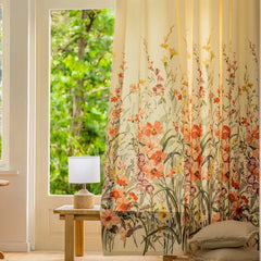 Freyja French Peach Blossom Botanical Custom Privacy Curtains