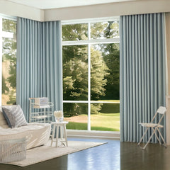 Georgia Sky Blue Chenille Jacquard Blackout Thermal Custom Curtain